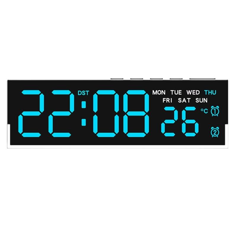 Night Light Digital Alarm Clock Electric Desk Clock with Indoor Temperature Loud Alarm Day of Week for Living Room