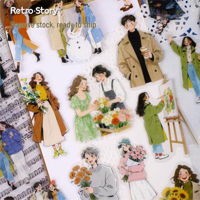 RetroStory Yōran Collection: 6 Packs of 20 Irregular Shape PET Stickers for Character Journal Decoration and Collage.