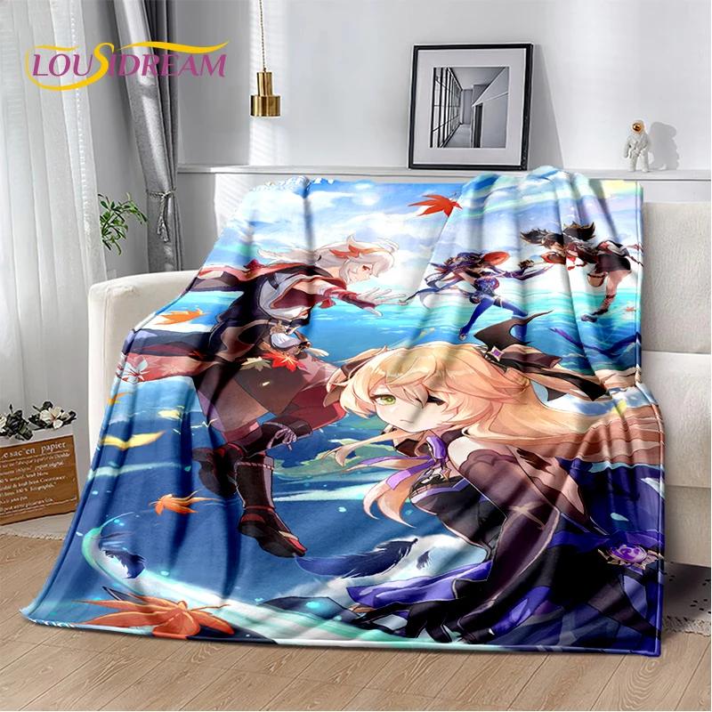 New Genshin Impact Character Solo Cartoon Game Soft Blanket,Soft Throw Blanket for Home Bedroom Bed Sofa Picnic Child Gift