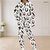 Women Plus Size White Horse Football Printed Round Neck Long Sleeve Top And Pants Two Piece Set
