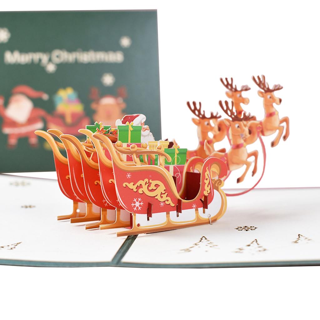 Pop-UP Paper Greeting Cards Postcards Christmas Pop-UP Cards 2 Styles for Birthday Christmas Party Wedding Decoration