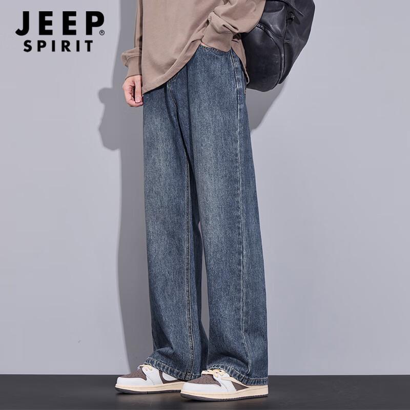 JEEP SPIRIT Men's Relaxed Fit Straight Leg Denim Jeans