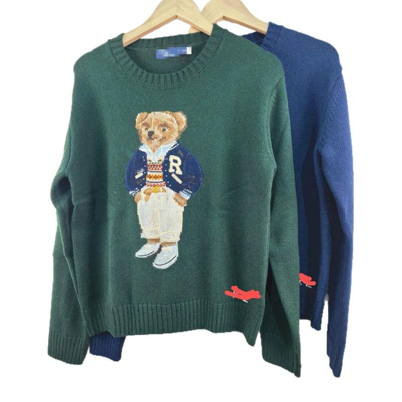 High Quality Scanable R-L Wool Cashmere Cartoon Bear Knit Sweater Women Fall Winter