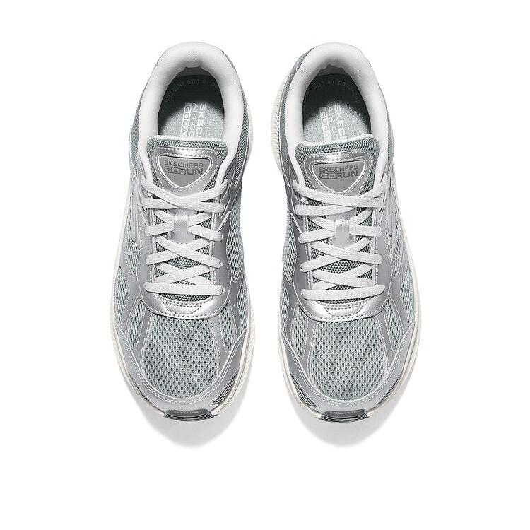 Skechers Lightweight Supportive Breathable Running Shoes Women Sneaker Silver Green 128633-GYSL