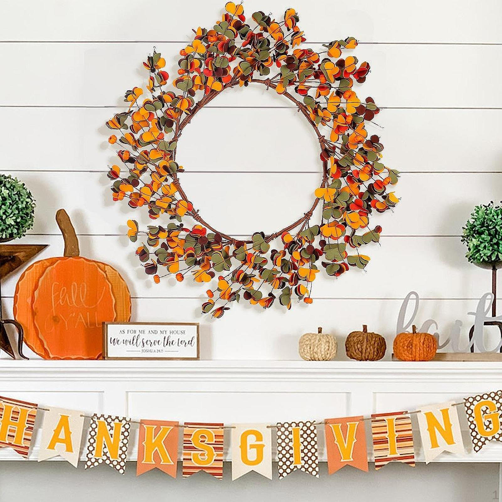 

Eucalyptus Fall Wreath Harvest Front Door Thanksgiving Artificial for