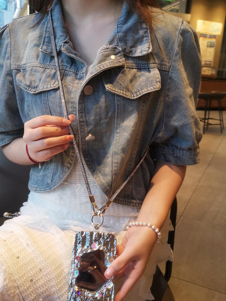 New Universal Rhinestone Crossbody Mobile Phone Lanyard Strap Rope Fashions Women Anti-Lost Cell Phone Lanyards With Gasket Clip