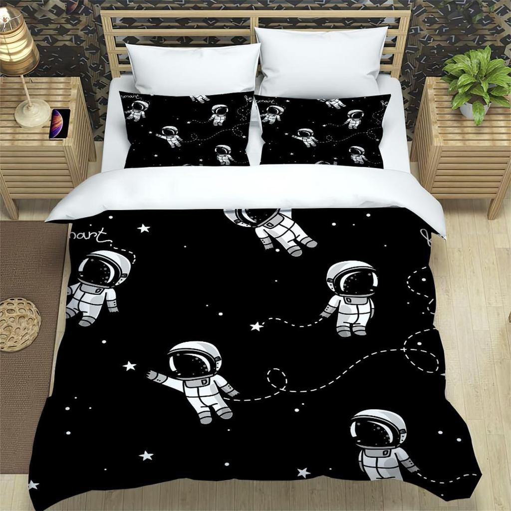 Cartoon Astronaut Galaxy Full Size Comforter Collections For Boys Girls Kids Bedroom Decor Star Bedding Collections Quilt Collection With Pillowcases
