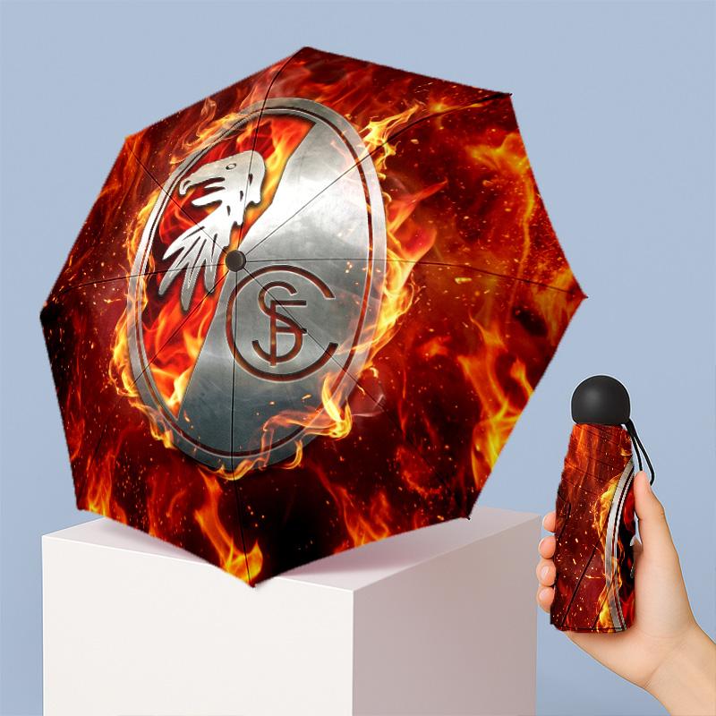 SC Freiburg FC Mini 5 Fold Pocket Umbrella Compact Lightweight Anti UV Rain Sun Protection Umbrella Portable Travel Umbrella