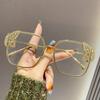 Luxurious Oversized Square Shape Rhinestone Butterfly Metal for Women Sunglasses Brand Design Men Sunglass Street Style Glasses UV400