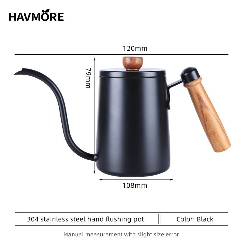 Портативный специальный чайник для кофе pour over из нержавеющей стали с изогнутым носиком, кофейник с деревянной ручкой