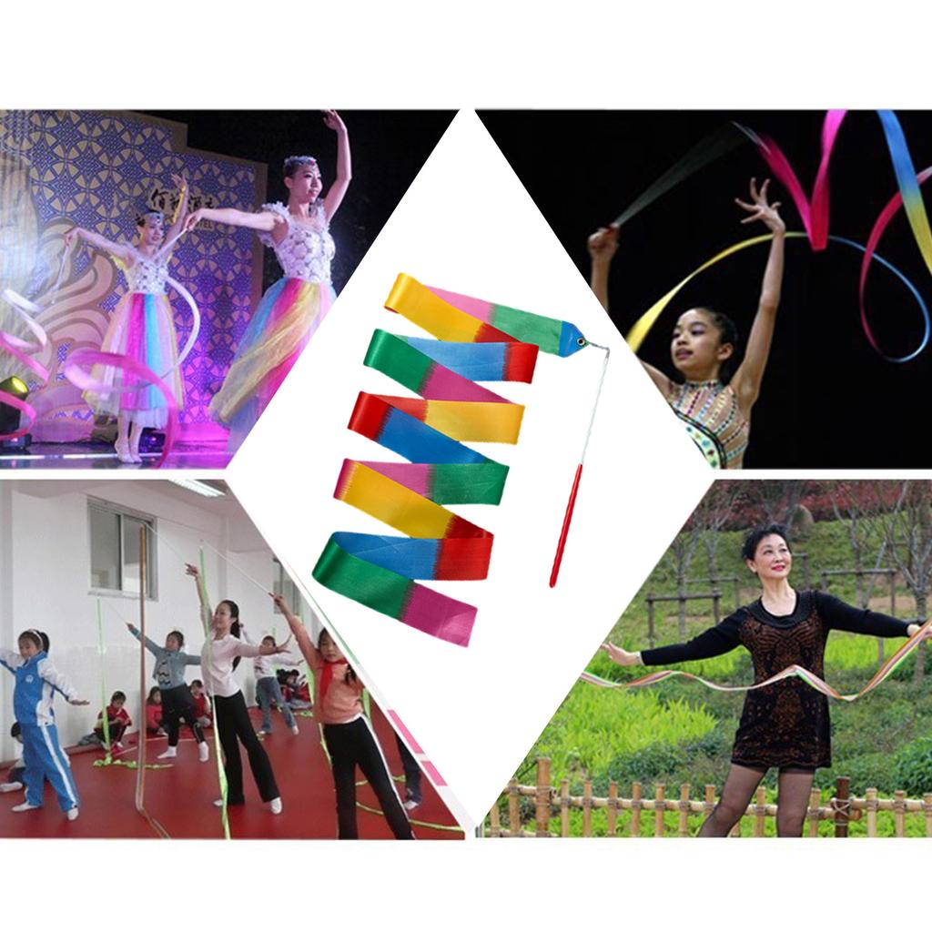 Gymnastikkbånd for barn, kunstnerisk dans og rytmisk gymnastikk, fargerike dansestrimler, båndpinne