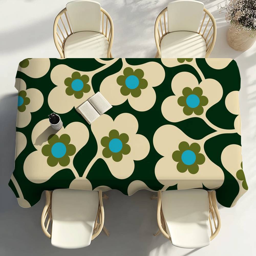 O-Orla Kiely Flower Party Decor Dining Room Home Kitchen Patios Waterproof Stain-Proof Table Cloth