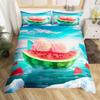 Watermelon Duvet Cover Set Kids Girls Delicious Fruit Print Bedding Set Pink Watermelon Pattern Room Decor Comforter Cover Sets