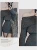"American Hot Girl Fashion One-Shoulder Knitted Short Sweater Dress for Women - Autumn/Winter"