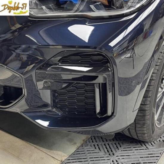 For -23 BMW X5 G05 Carbon Fiber ABS Front Fog Light Lamp Cover Trim  2PCS