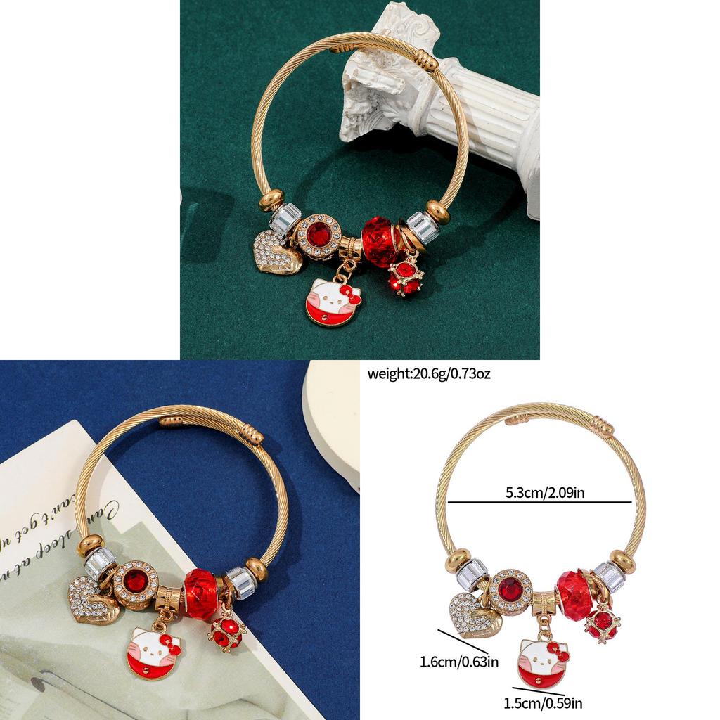 Hello Kitty Jewelry Bracelet With Pearl Heart Pendant For Gift And Travel Souvenirs