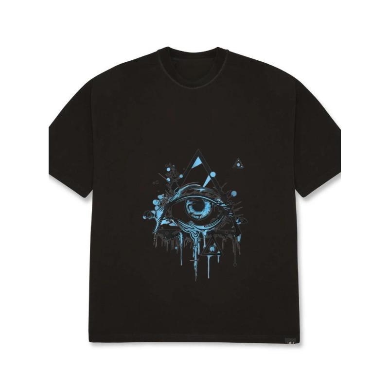 White T Shirt Men Streetwear All Seeing Eye Graphic Print Casual Loose Fit Top for Everyday Wear and Fashion Statements