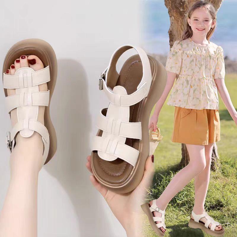 

Summer Girls Soft Sole Roman Sandals Princess Casual Breathable Anti Slip Outdoor Shoes size 28