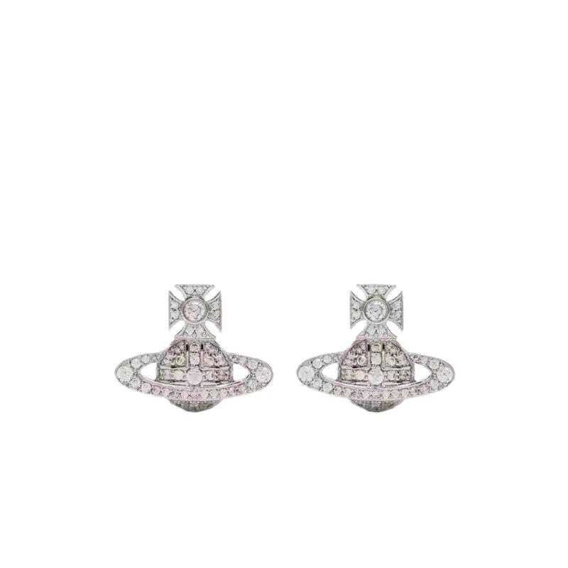 Empress Dowager Cixi Vintage Punk-Style Jewelry Set: Diamond Saturn Chain Necklace, Bracelet & Stud Earrings