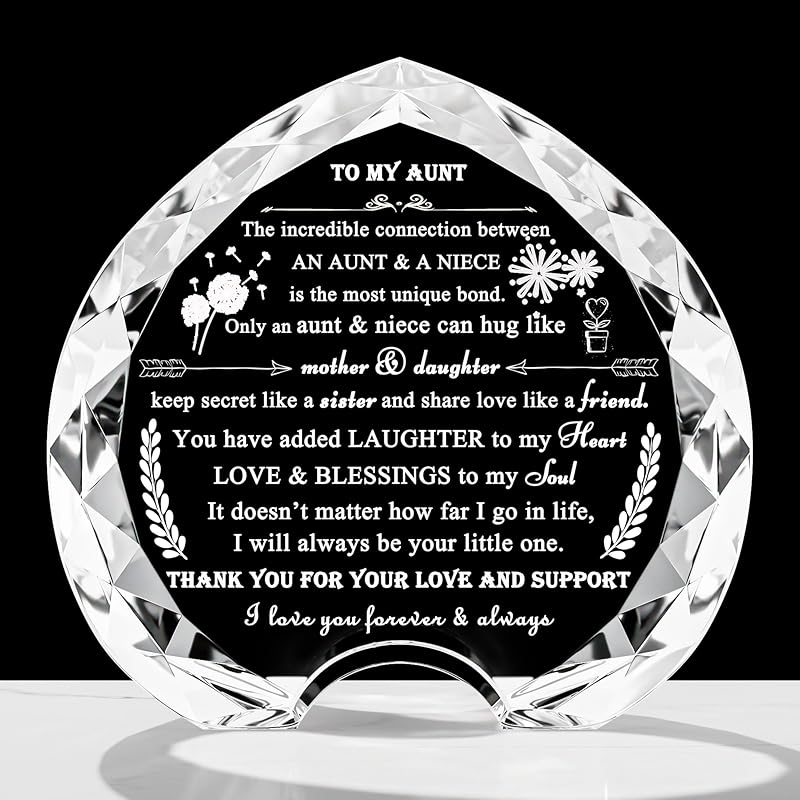 Aunt Gifts From Niece Unique - Crystal Engraved Best Aunt Ever Gifts Ideas For Auntie - Crystal Keepsake Birthday Present To My Auntie On Christmas