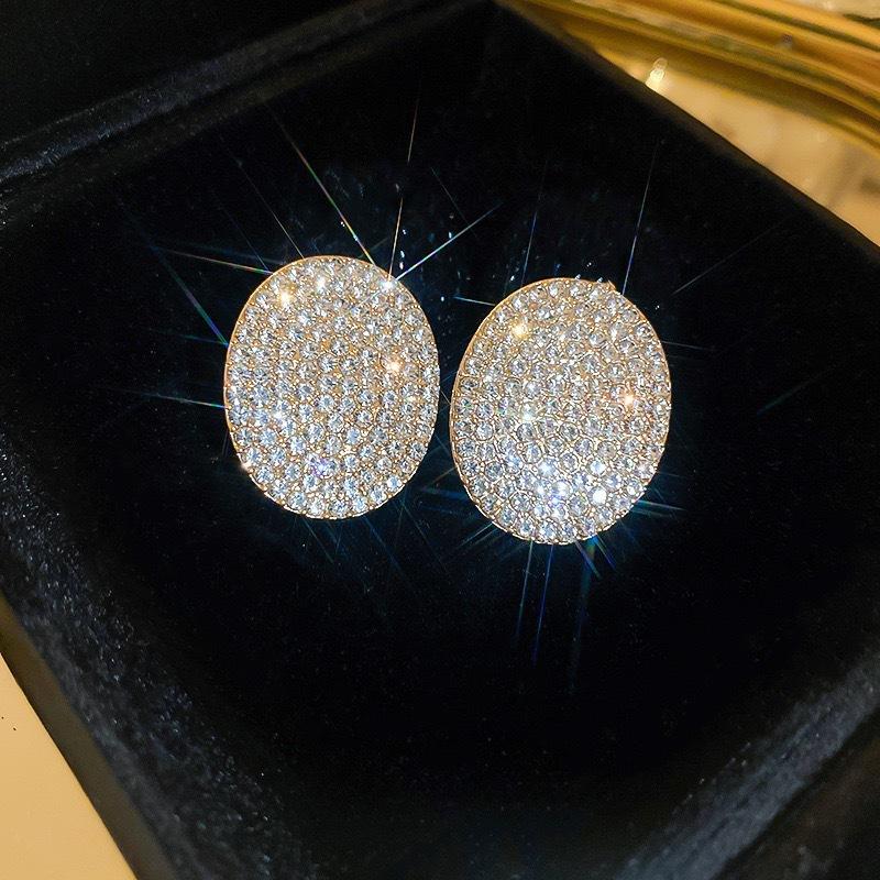 Zircon Irregular Round Pearl Earrings Light Luxury Premium Stud Earrings French Exquisite Versatile Earrings
