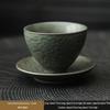 Handmade Jianzhan Coarse Pottery Teacup Set with Hammered Pattern - Retro Ceramic Kung Fu Tea Cup & Coaster