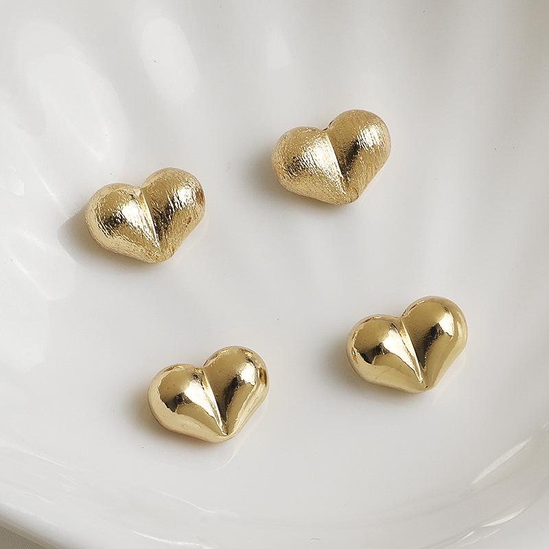 14K Gold Filled Heart Peach Bead Spacers, Frosted Heart Crystal Bracelet DIY Jewelry Accessories