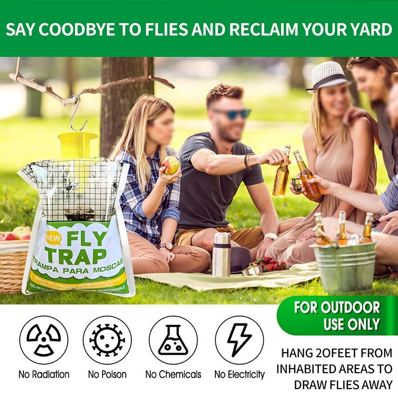 1/5PCS Hanging Flies Trap Catching Bait Bag Outdoor Hornets Bee Trap Bug Insect Fly Kill Catcher Bag Summer Garden Supplies