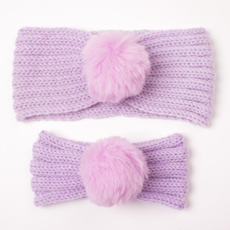 New parent-child autumn and winter warm headscarf set, mother and baby knitted wool headband, girls' headband