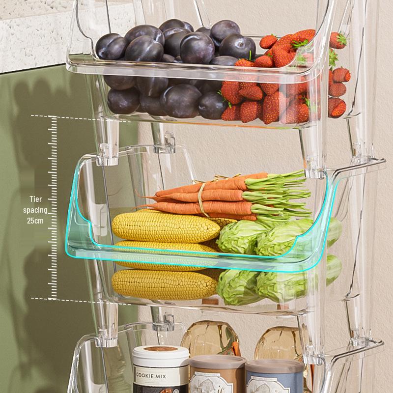 Multi-Layer Movable Storage Rack for Kitchen, Living Room, and Bathroom