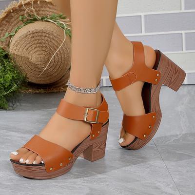 Spring and Summer Footwear Plus Size High-heeled Platform Sandals Fishmouth Belt Buckle Women's Shoes