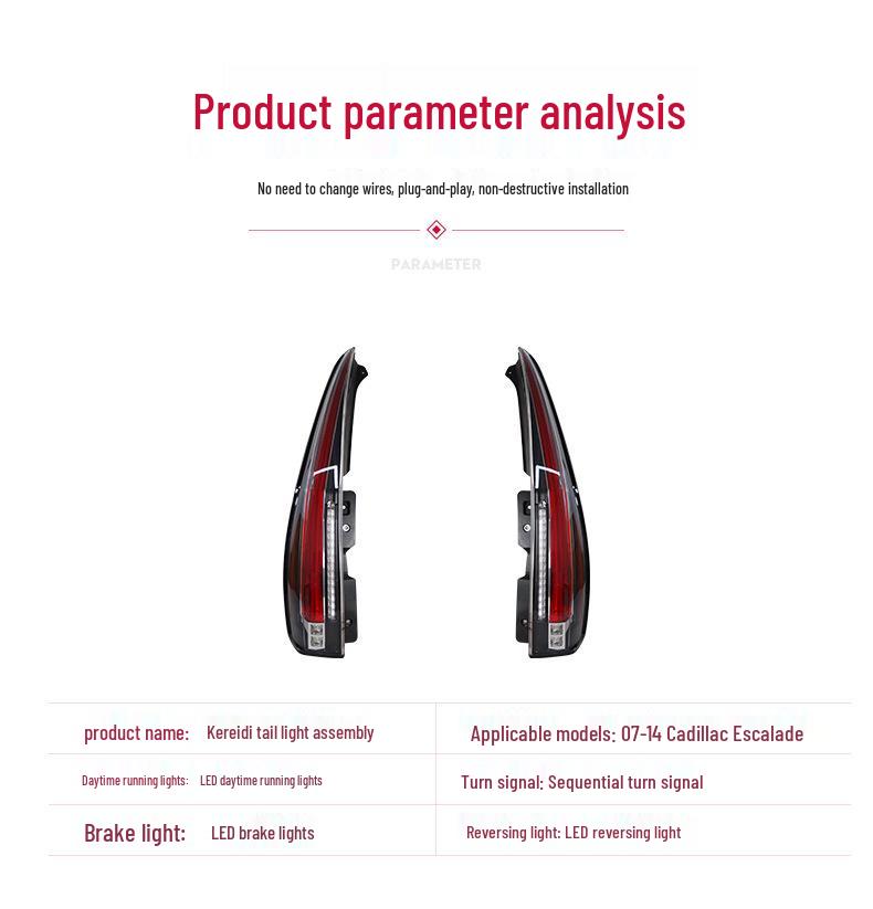 LED Taillight Assembly for 07-14 Cadillac Escalade: US and Chinese Standard Versions