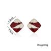 Ankara Red Color Blocked Square Elegance Stud Earring for Women Korean Sweet Ear Wedding Party Jewelry