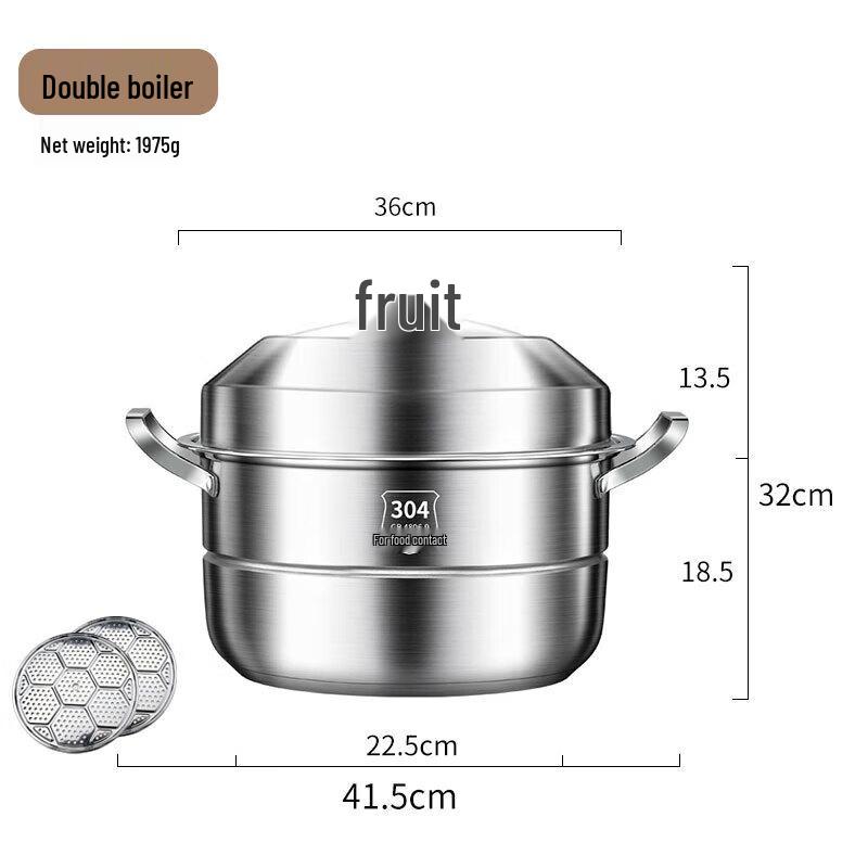 HPMILY 40CM 304 Stainless Steel Double Layer Steamer Soup Pot двухслойный 40см