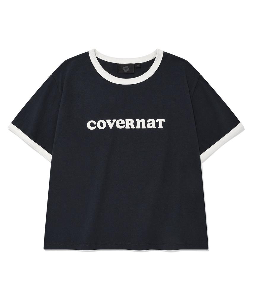 COVERNAT WOMAN Crop Cooper Logo Ringer T-Shirt Navy