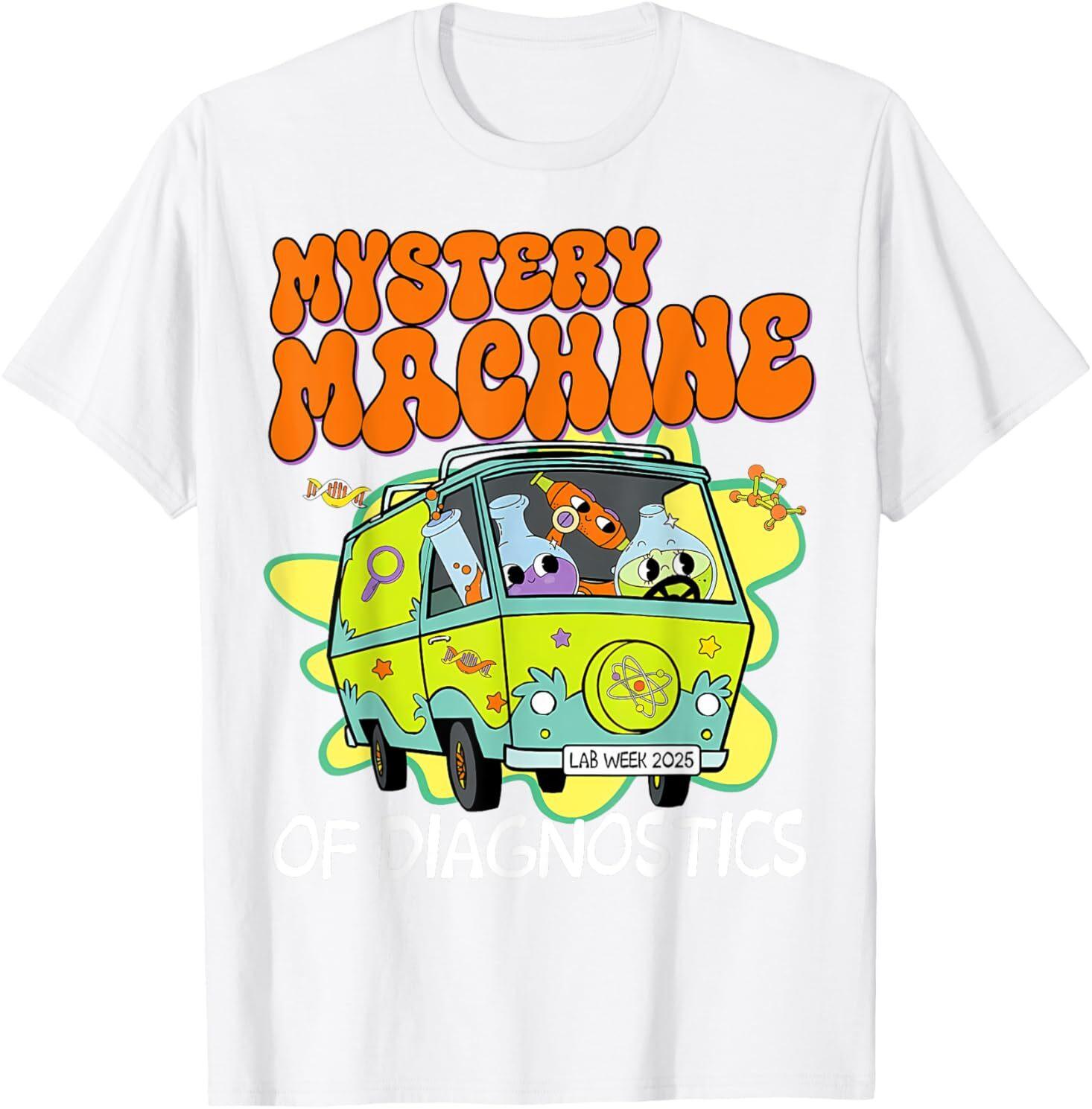 Cute Bus Lab Week 2025 Retro Mystery Machine Of Diagnostics T-Shirt L