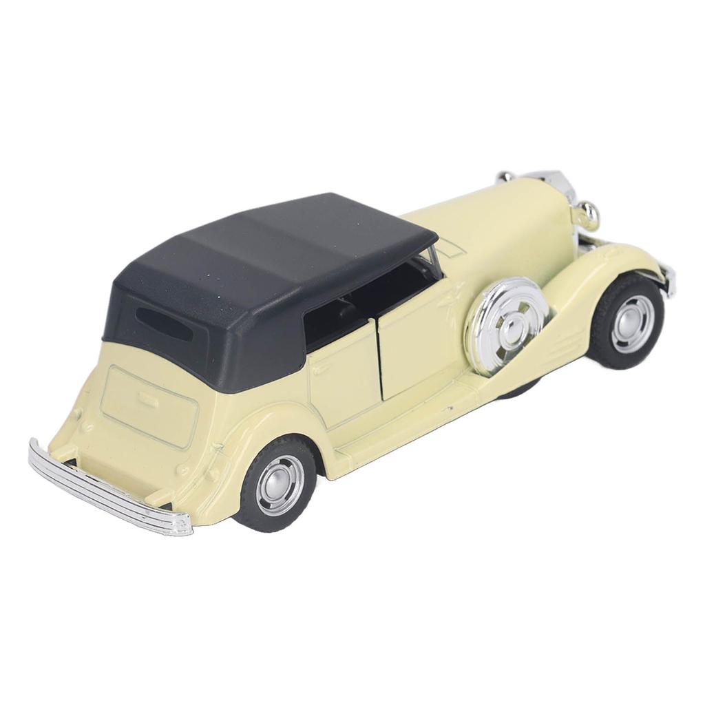 1:32 Classic Car Model Alloy Vintage Toy Open Doors Model Antique Pullback Car Toy Beige