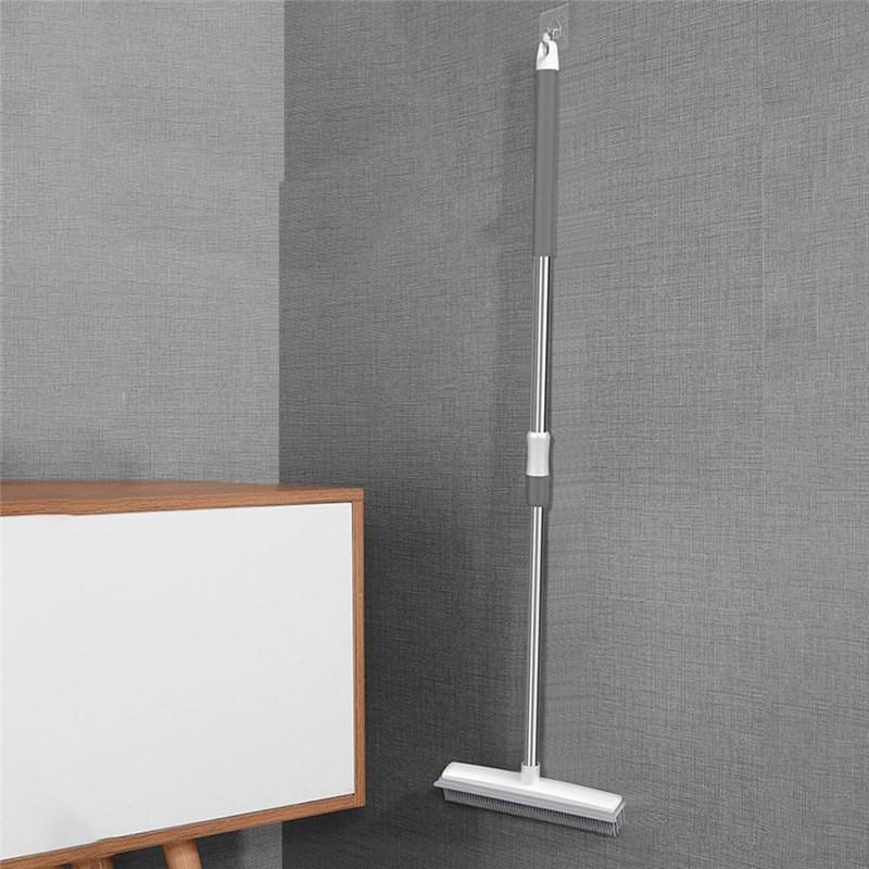 2 In1 Rubber Broom Brush Pet Hair Remover Bristle Carpet Cleaning Broom Sweeping