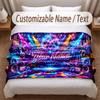 Neon Abstract Theme Soft Blanket Personalized Custom Name Text Print Warm Blanket Home Sofa Bedroom Decor