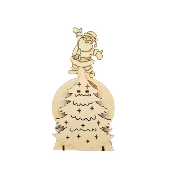 Wooden Rocking Santa Decoration Handcrafted Christmas Figurine for Windowsill Tabletop Festive Home And Shop Decor
