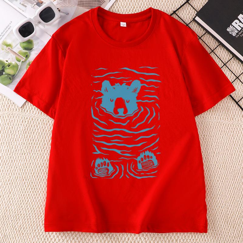 Summer Bear Graphic Tee Unisex Causal Short Sleeve Round Neck Printed Tshirt Unisex Round Neck T Shirts Clothes