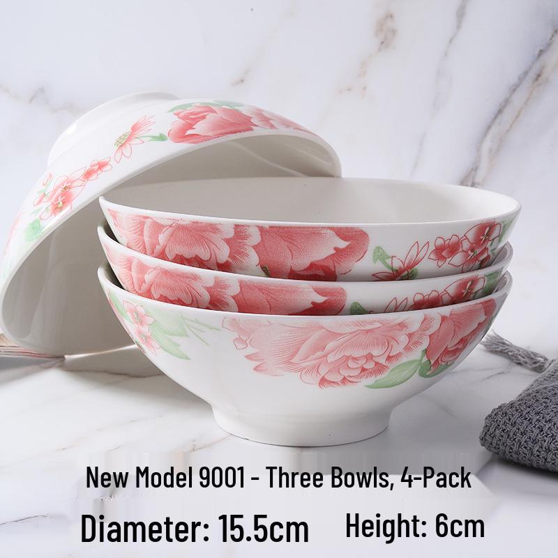 Retro Ceramic Porcelain Microwave-Safe Bowl Set - Chinese Style Tableware