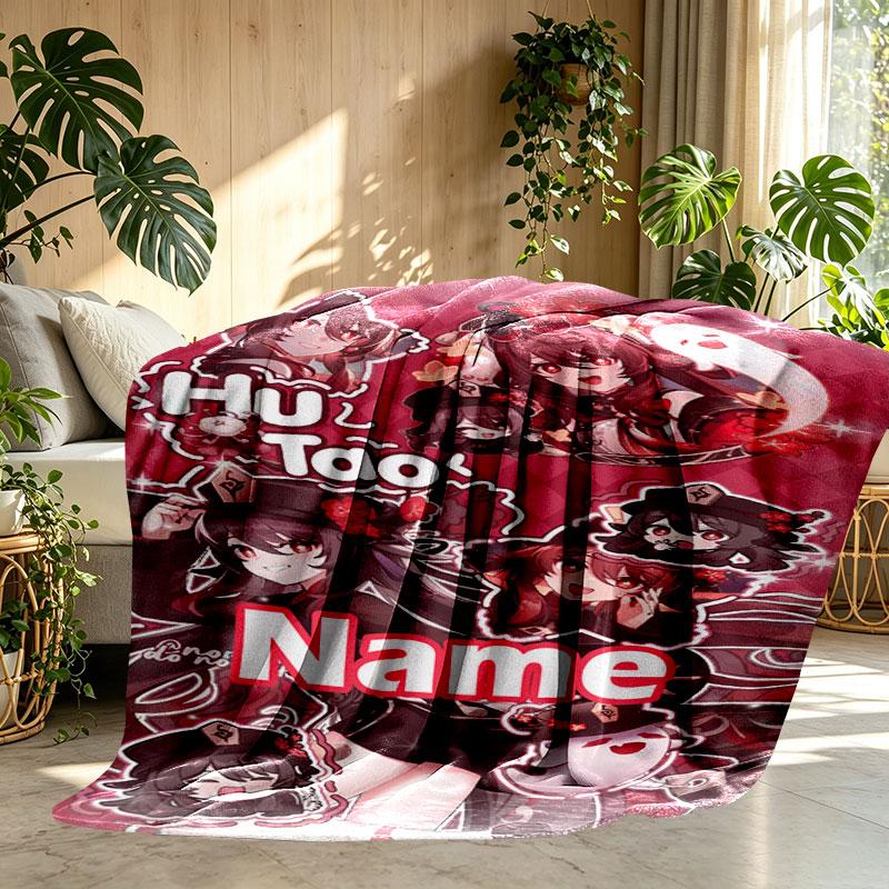 Custom Name Personalized Genshin Impact Print Blanket, Home Decor, Bedroom, Sofa, Camping, Couch, Gifts for Birthday Christmas