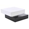 70*70*40cm Coffee Table with 360 degrees Rotating Tabletop, Double-Layer Living Room Table with 3 Drawers, Liftable Sofa Table, White+Black