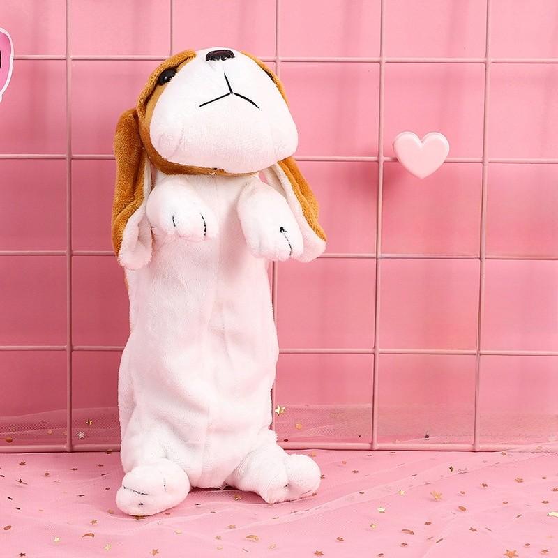 Dog Plush Pencil Case For Kids Large Capacity Creative Cartoon Animal Organizer Gift For Students