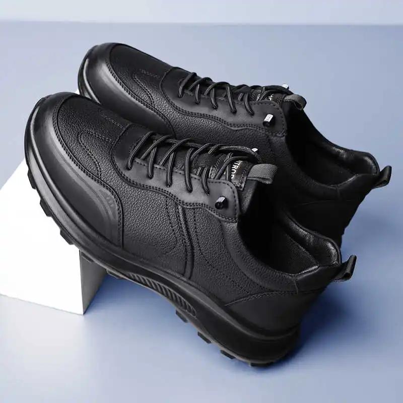 Mode Höjdökande Normal Läder Träningssko Märke Snörning Långa Stövlar Skor Höga Sneakers För Man Sportdesign Sneskers