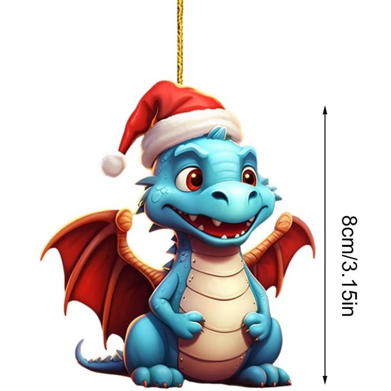 Festlicher Weihnachtsdrache Autoanhänger Acrylmaterial Cartoon-Stil Mehrfarbig Automobil-Innendekor