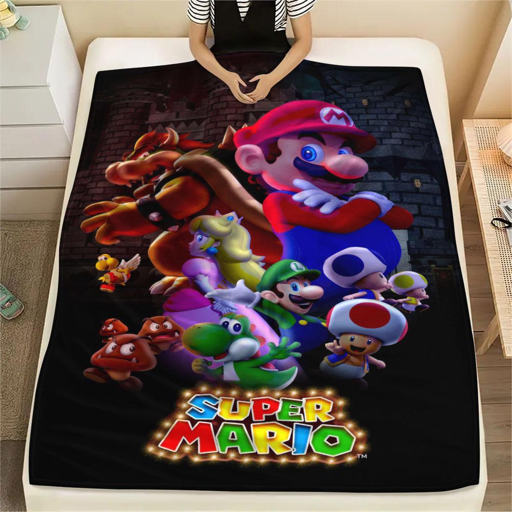 Super Mario Cartoon printing Flannel Blanket Bedroom Sofa Camping Warm blanket Gifts for family and friends-MJ017