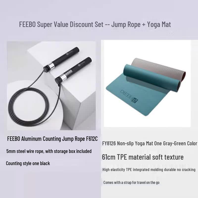 FEEBO Counting Jump Rope & Yoga Mat Fitness Set F612