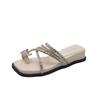 Wedge Heel Beautiful Set of Toe Cool Slippers Women's Summer Wear New with Skirt Rhinestone Beach Flip-flops Sandals